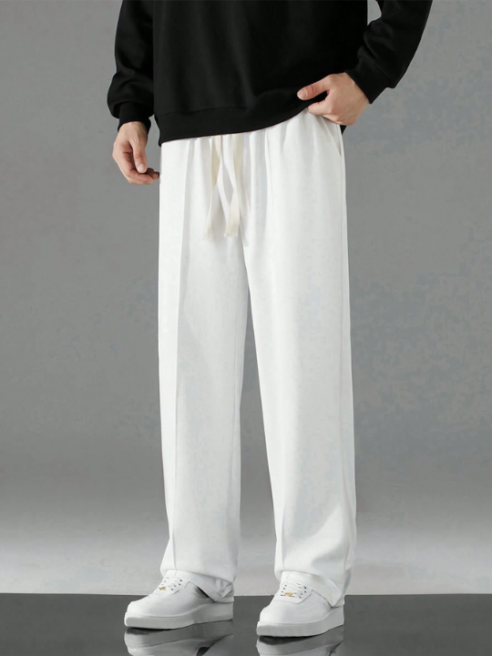 Men Drawstring Waist Straight Leg Pants