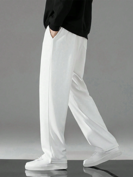 Men Drawstring Waist Straight Leg Pants