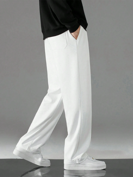 Men Drawstring Waist Straight Leg Pants