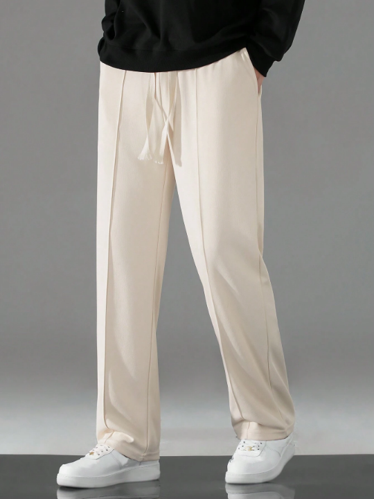 Men Drawstring Waist Seam Detail Pants