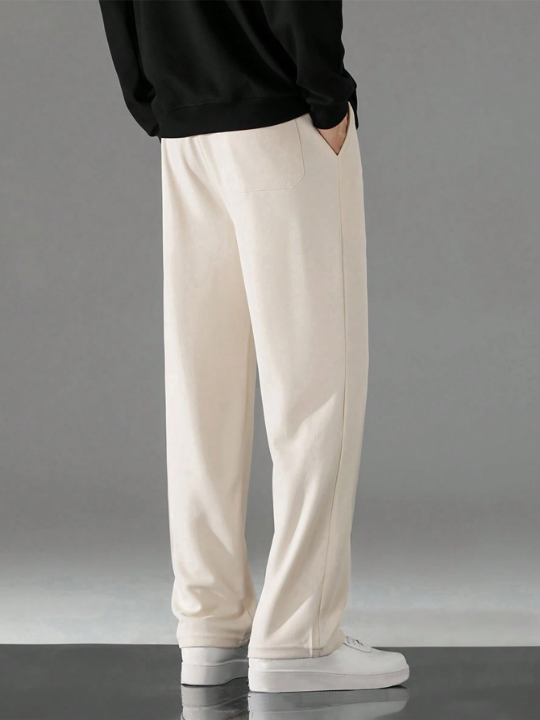 Men Drawstring Waist Seam Detail Pants