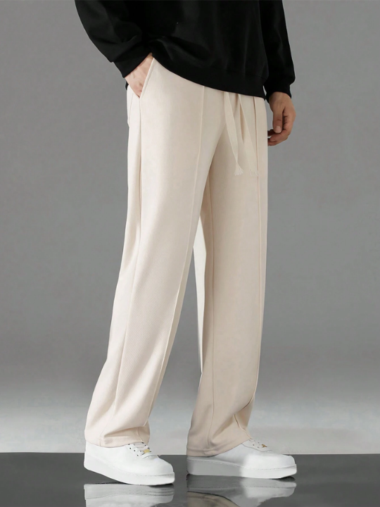 Men Drawstring Waist Seam Detail Pants