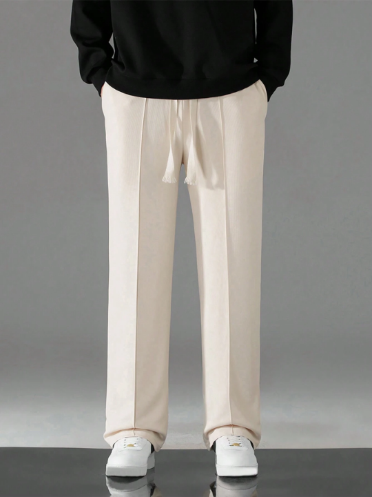 Men Drawstring Waist Seam Detail Pants