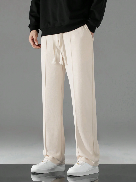 Men Drawstring Waist Seam Detail Pants