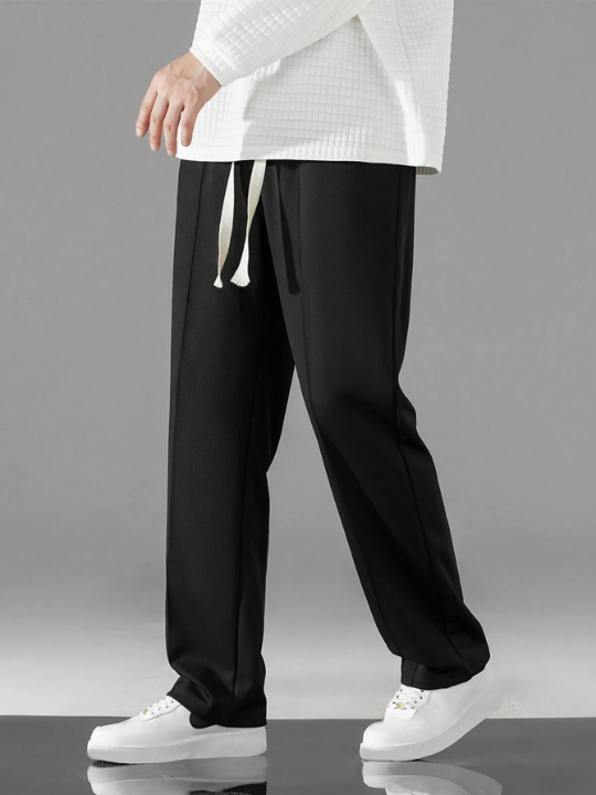 Men Drawstring Waist Straight Leg Pants