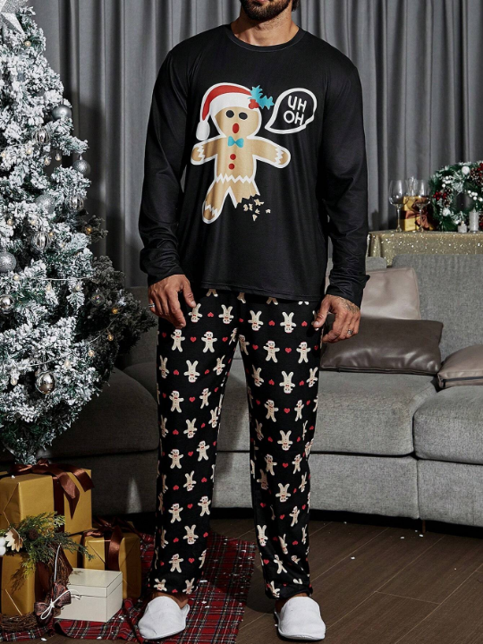 Men Christmas Print Lounge Set