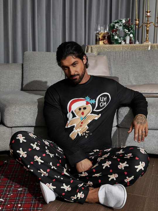 Men Christmas Print Lounge Set