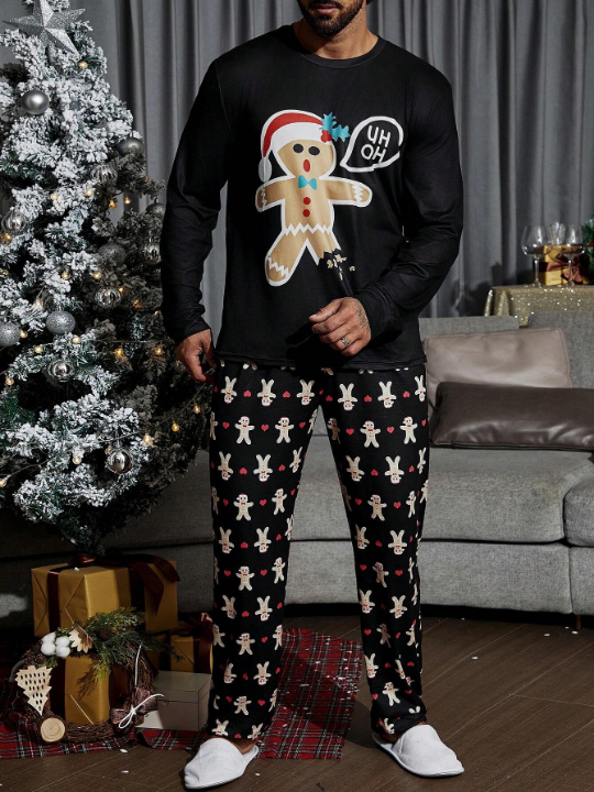 Men Christmas Print Lounge Set