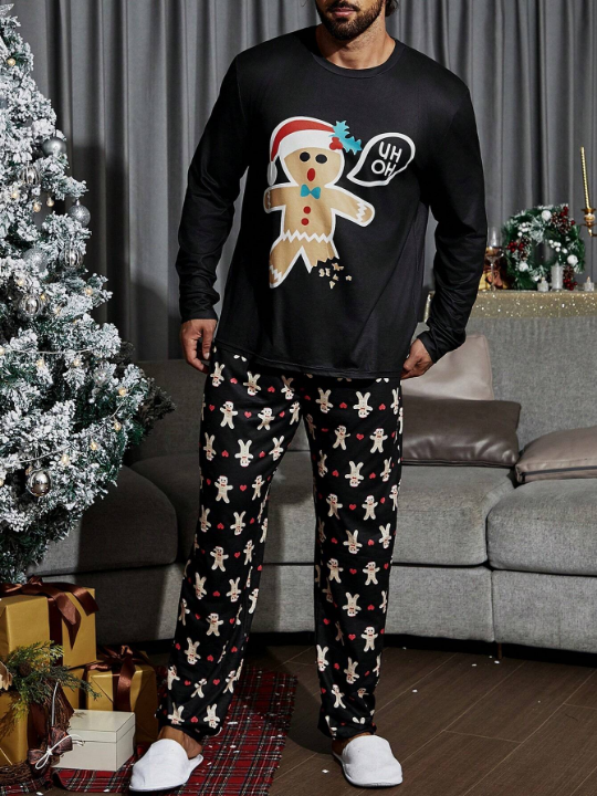 Men Christmas Print Lounge Set