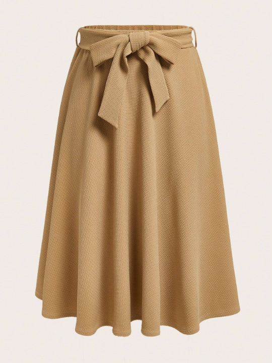 Clasi Solid Belted Flare Skirt