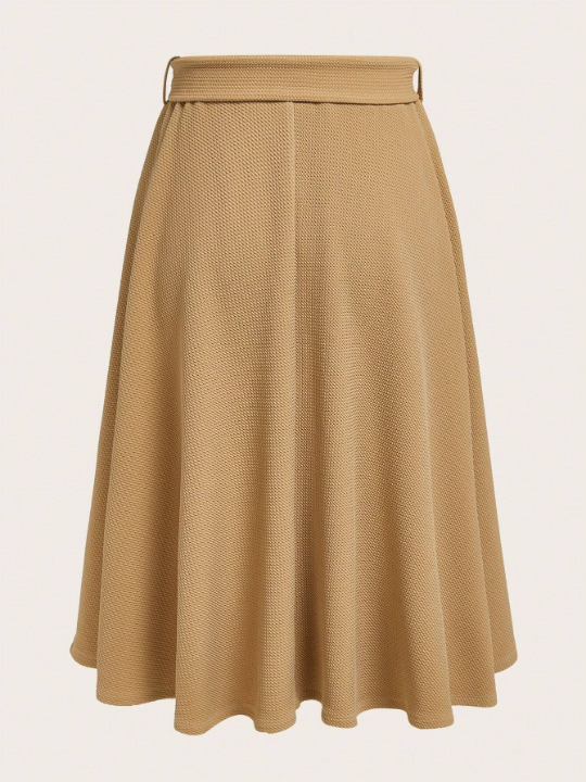 Clasi Solid Belted Flare Skirt