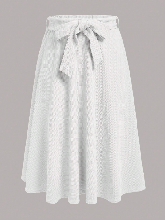 Clasi Solid Belted Flare Skirt