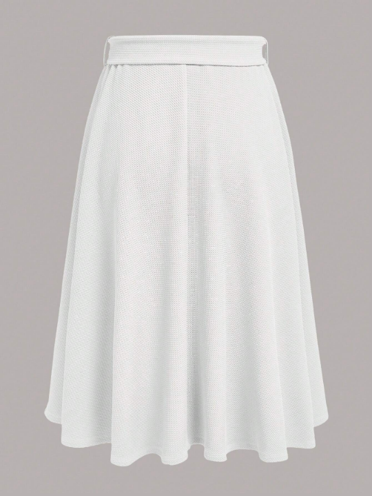 Clasi Solid Belted Flare Skirt