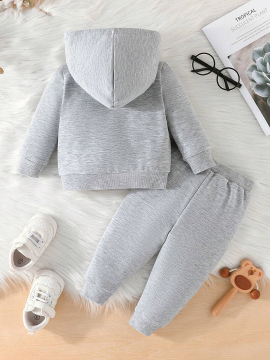 Baby Girl Heart & Slogan Graphic Hoodie & Sweatpants