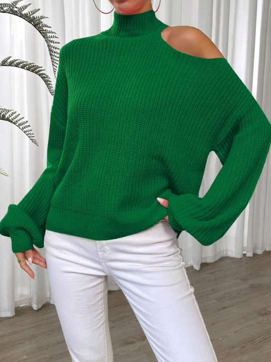 Essnce Solid Cut Out Shoulder Sweater