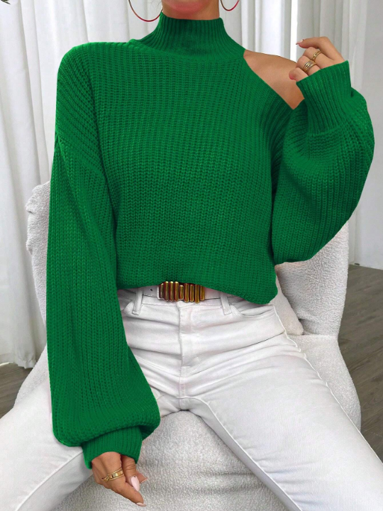 Essnce Solid Cut Out Shoulder Sweater