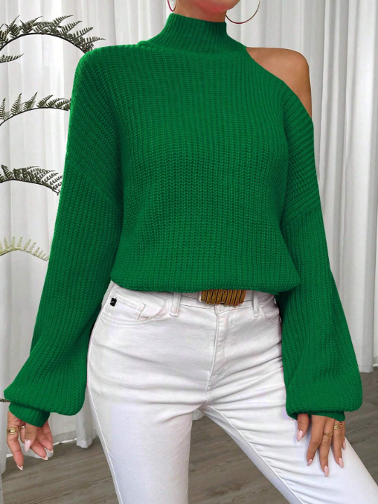 Essnce Solid Cut Out Shoulder Sweater