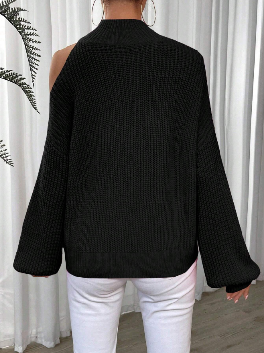 Essnce High Neck Cut Out Shoulder Cut Out Shoulder Sweater