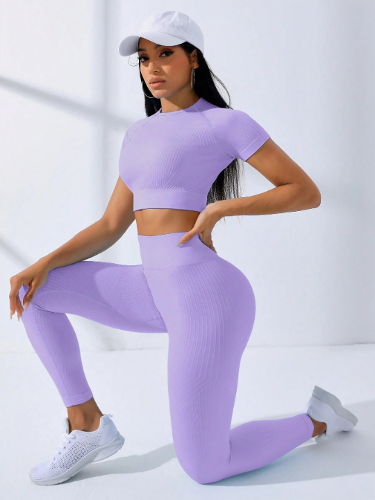 Seamless High Stretch Raglan Sleeve Sports Set