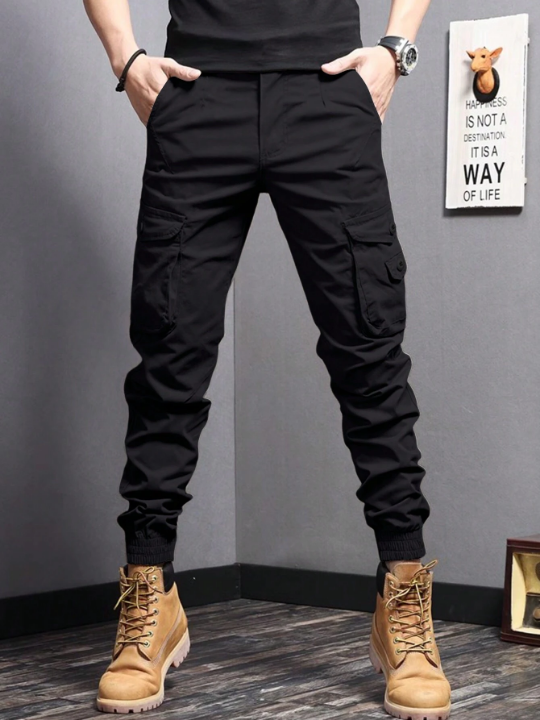 Manfinity Homme Men Flap Pocket Side Cargo Pants