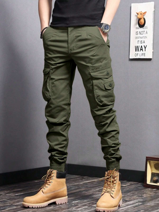 Manfinity Homme Men Flap Pocket Side Cargo Pants