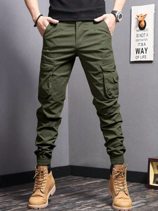 Manfinity Homme Men Flap Pocket Side Cargo Pants