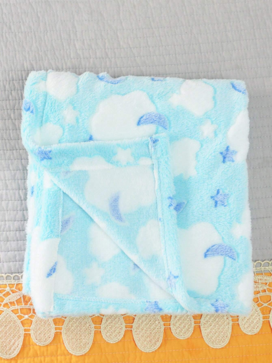 1pc Cute Comfortable Soft Warm Baby Blanket, Unisex, Fleece Lined, Suitable For Newborn Swaddling, Infant Bedding, Stroller Use, After-bath Wrap