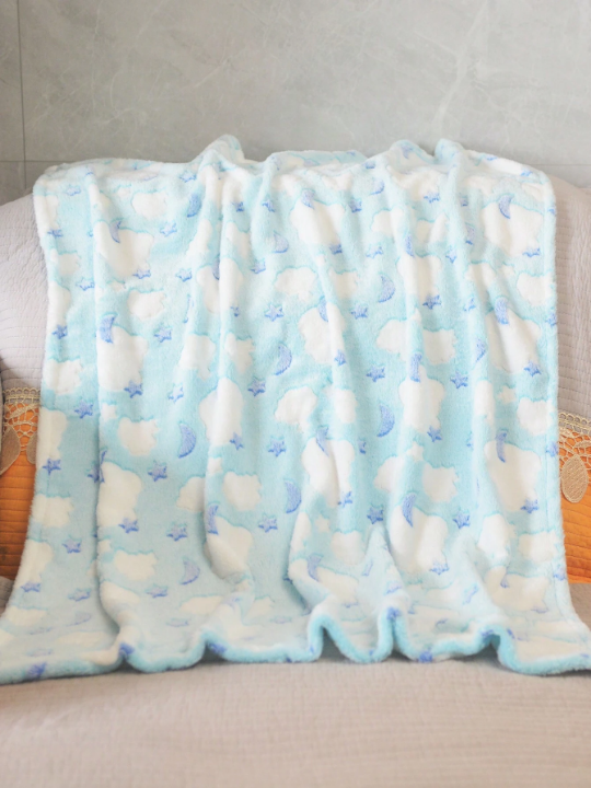 1pc Cute Comfortable Soft Warm Baby Blanket, Unisex, Fleece Lined, Suitable For Newborn Swaddling, Infant Bedding, Stroller Use, After-bath Wrap