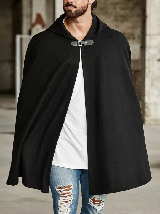 Manfinity Homme Loose Fit Men's Cloak Sleeve Hooded Cape Overcoat