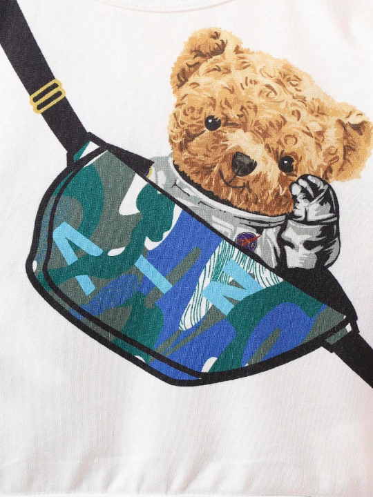 Baby Boy Bear And Camo Print Sweatshirt & Sweatpants