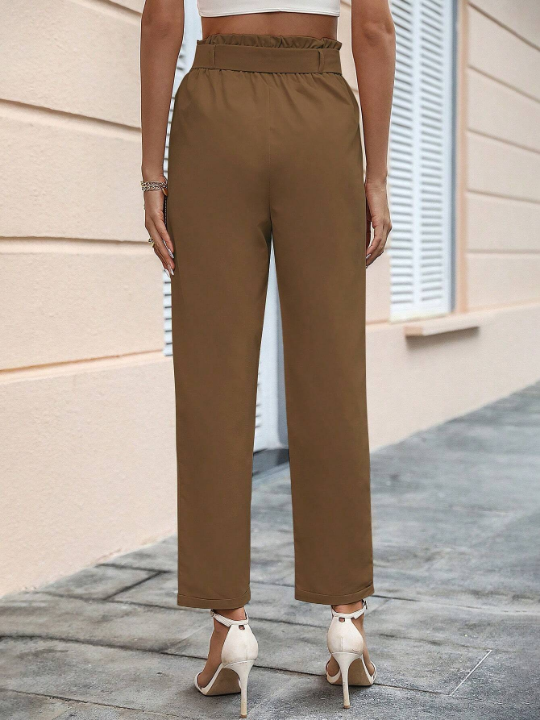 Priv Paperbag Waist Belted Straight Leg Pants