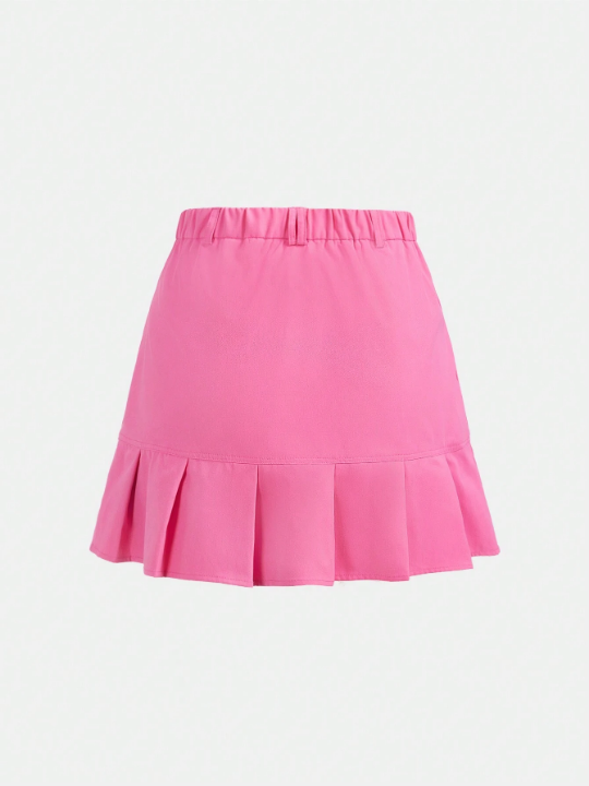 Teen Girl Flap Pocket Pleated Hem Cargo Skirt