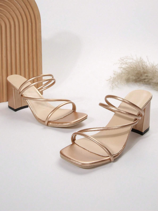 New Style Versatile Fashion Square Toe High-heeled Sandals