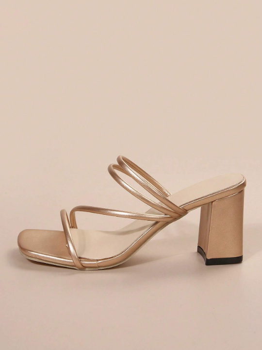 New Style Versatile Fashion Square Toe High-heeled Sandals