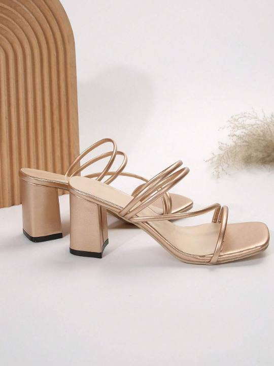 New Style Versatile Fashion Square Toe High-heeled Sandals