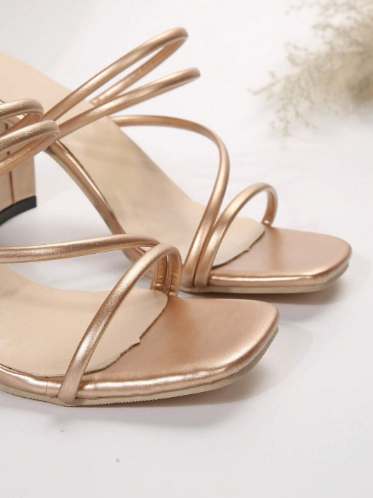 New Style Versatile Fashion Square Toe High-heeled Sandals