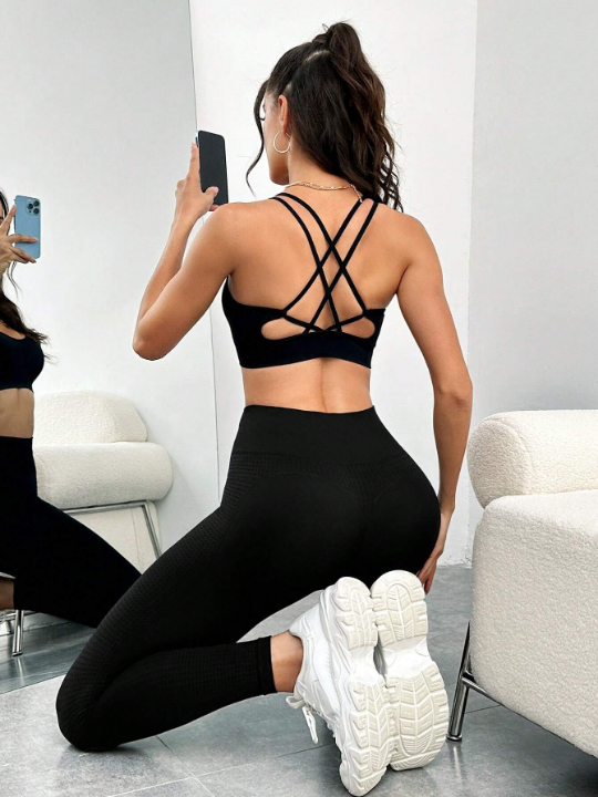 Yoga Basic Zip Up Thumbholes Sports Bra & Sports Jacket & Leggings workout set