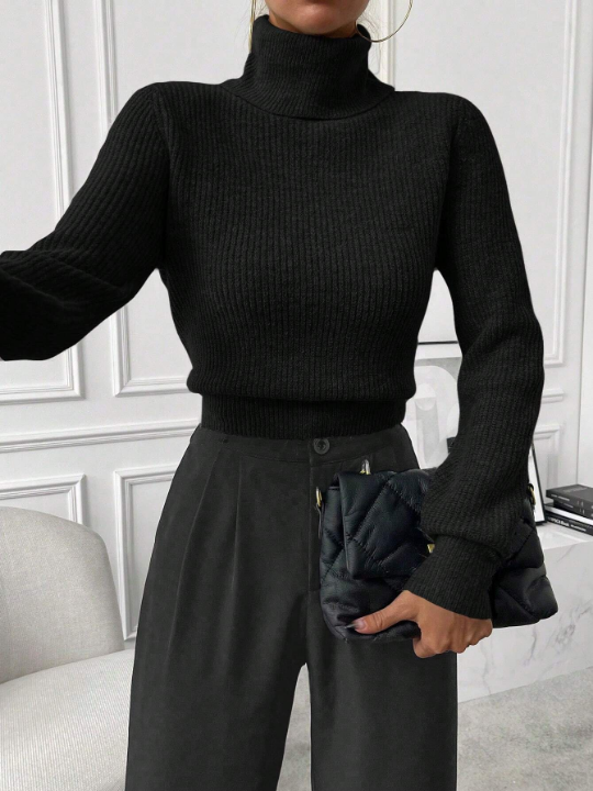 Priv Turtleneck Ribbed Knit Sweater