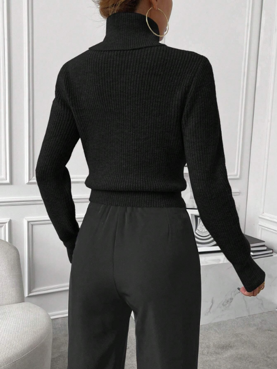 Priv Turtleneck Ribbed Knit Sweater