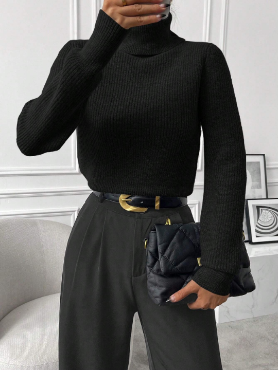 Priv Turtleneck Ribbed Knit Sweater