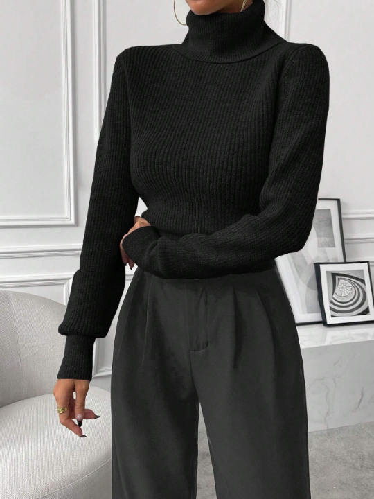 Priv Turtleneck Ribbed Knit Sweater