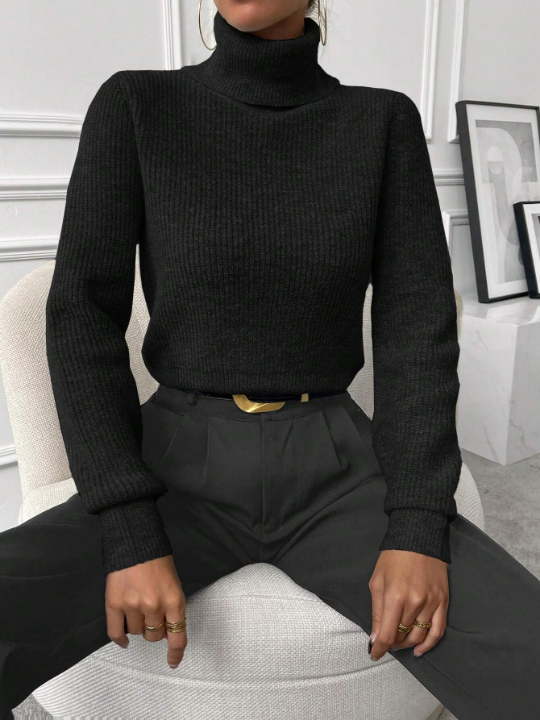 Priv Turtleneck Ribbed Knit Sweater