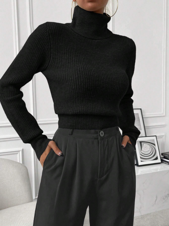 Priv Turtleneck Ribbed Knit Sweater