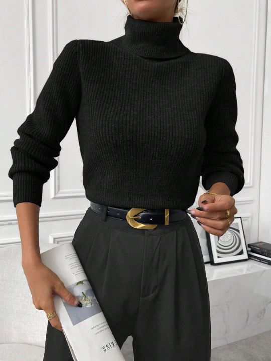 Priv Turtleneck Ribbed Knit Sweater