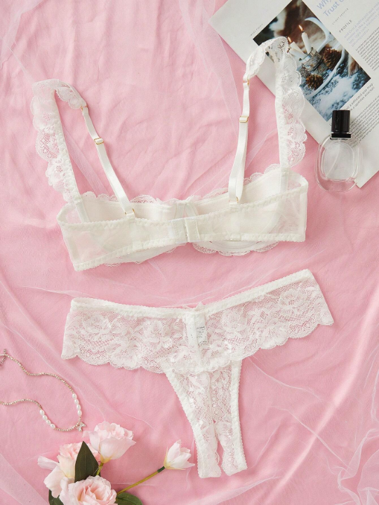 Floral Lace Underwire Lingerie Set