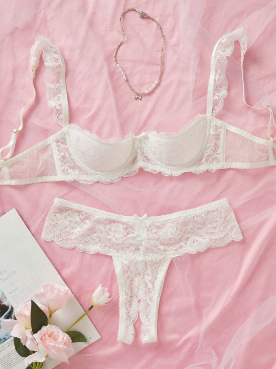 Floral Lace Underwire Lingerie Set