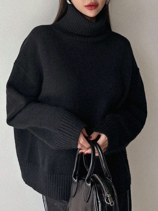 DAZY Turtleneck Drop Shoulder Sweater