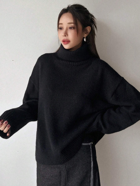 DAZY Turtleneck Drop Shoulder Sweater