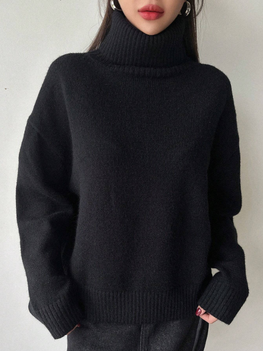 DAZY Turtleneck Drop Shoulder Sweater