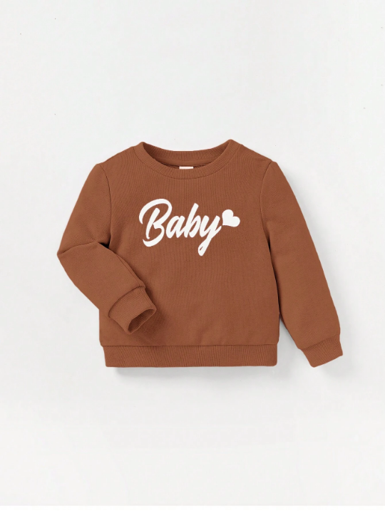 Cozy Cub Baby Girl Letter Graphic Sweatshirt & Sweatpants